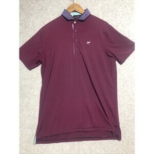 Greyson Shirt Mens Large Polo Stripped Print Wolf Patch Performance Golf